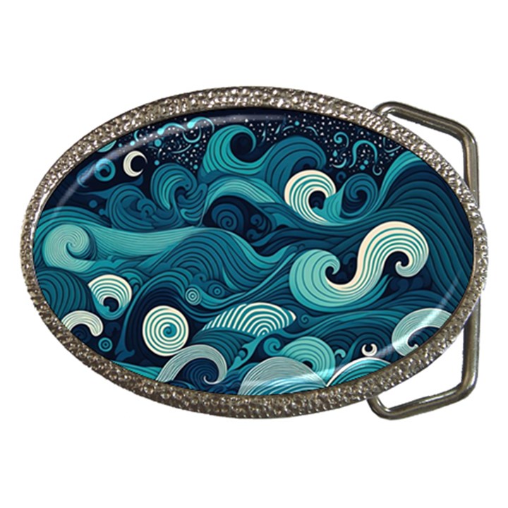 Waves Ocean Sea Abstract Whimsical Abstract Art Belt Buckles