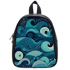 Waves Ocean Sea Abstract Whimsical Abstract Art School Bag (small) by uniart180623