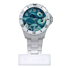 Waves Ocean Sea Abstract Whimsical Abstract Art Plastic Nurses Watch by uniart180623