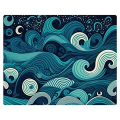 Waves Ocean Sea Abstract Whimsical Abstract Art Two Sides Premium Plush Fleece Blanket (medium) by uniart180623