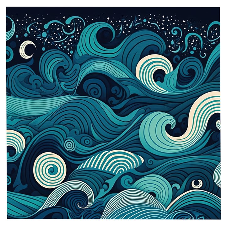 Waves Ocean Sea Abstract Whimsical Abstract Art Wooden Puzzle Square