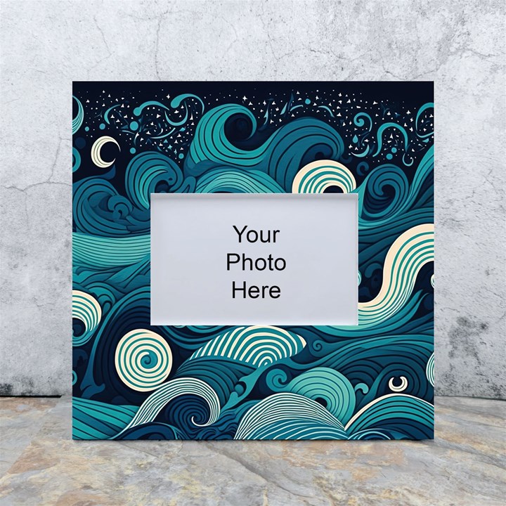 Waves Ocean Sea Abstract Whimsical Abstract Art White Box Photo Frame 4  x 6 