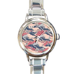 Waves Ocean Sea Water Pattern Rough Seas Round Italian Charm Watch by uniart180623