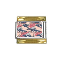 Waves Ocean Sea Water Pattern Rough Seas Gold Trim Italian Charm (9mm) by uniart180623