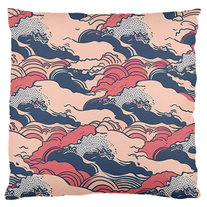 Waves Ocean Sea Water Pattern Rough Seas Large Premium Plush Fleece Cushion Case (Two Sides)