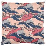 Waves Ocean Sea Water Pattern Rough Seas Large Premium Plush Fleece Cushion Case (Two Sides) Back