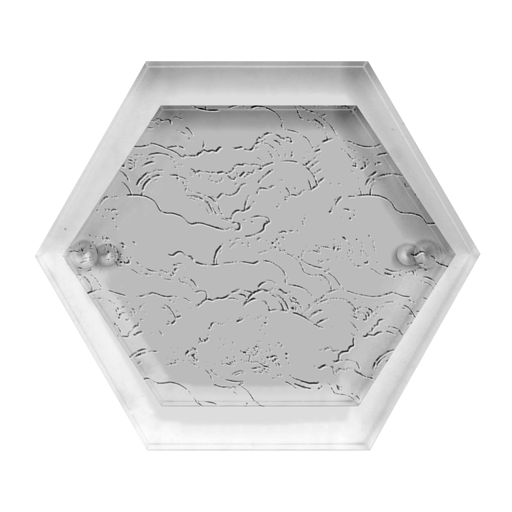 Waves Ocean Sea Water Pattern Rough Seas Hexagon Wood Jewelry Box