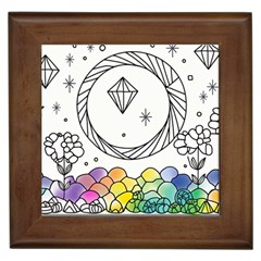 Rainbow Fun Cute Minimal Doodle Drawing Framed Tile by uniart180623