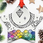 Rainbow Fun Cute Minimal Doodle Drawing Ornament (Star) Front