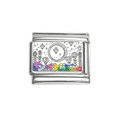 Rainbow Fun Cute Minimal Doodle Drawing Italian Charm (9mm) by uniart180623