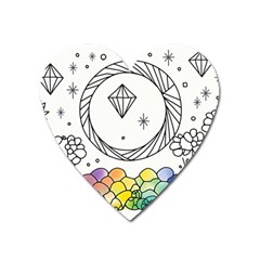 Rainbow Fun Cute Minimal Doodle Drawing Heart Magnet by uniart180623