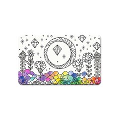 Rainbow Fun Cute Minimal Doodle Drawing Magnet (name Card) by uniart180623