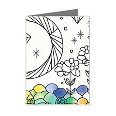 Rainbow Fun Cute Minimal Doodle Drawing Mini Greeting Card by uniart180623