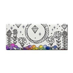 Rainbow Fun Cute Minimal Doodle Drawing Hand Towel by uniart180623