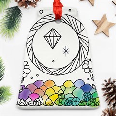 Rainbow Fun Cute Minimal Doodle Drawing Bell Ornament (two Sides) by uniart180623