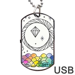 Rainbow Fun Cute Minimal Doodle Drawing Dog Tag Usb Flash (two Sides) by uniart180623