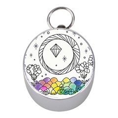 Rainbow Fun Cute Minimal Doodle Drawing Mini Silver Compasses by uniart180623