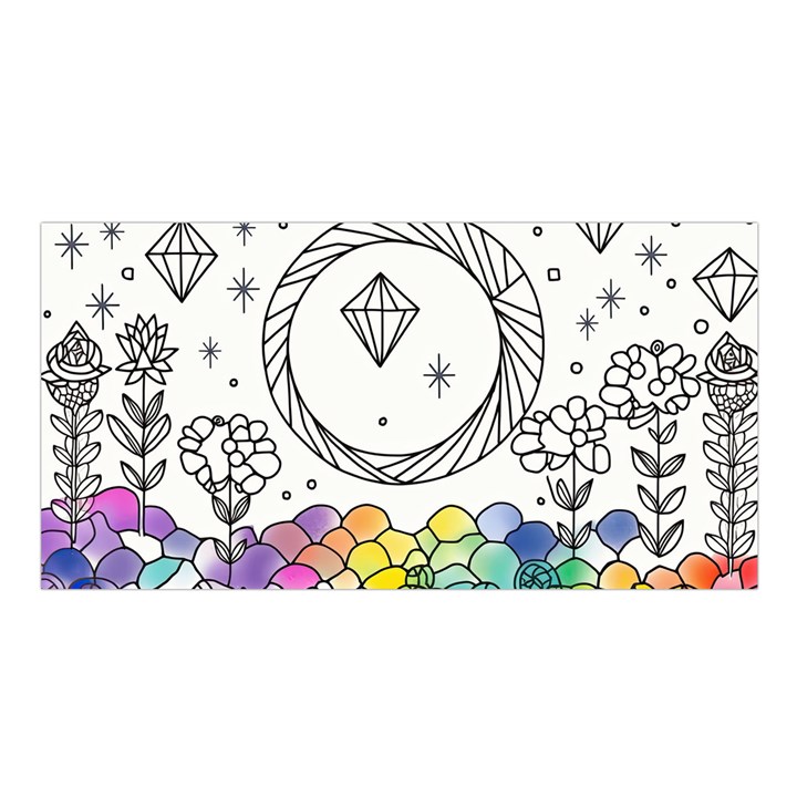 Rainbow Fun Cute Minimal Doodle Drawing Satin Shawl 45  x 80 