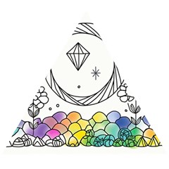 Rainbow Fun Cute Minimal Doodle Drawing Wooden Puzzle Triangle by uniart180623