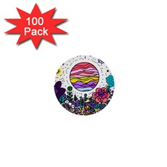 Rainbow Fun Cute Minimal Doodle Drawing Unique 1  Mini Buttons (100 Pack)  by uniart180623