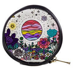 Rainbow Fun Cute Minimal Doodle Drawing Unique Mini Makeup Bag by uniart180623