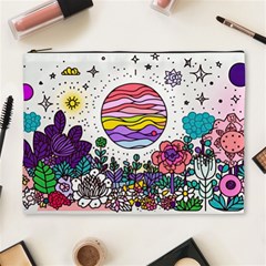 Rainbow Fun Cute Minimal Doodle Drawing Unique Cosmetic Bag (xl) by uniart180623