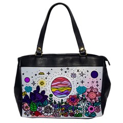 Rainbow Fun Cute Minimal Doodle Drawing Unique Oversize Office Handbag by uniart180623