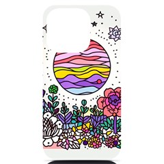 Rainbow Fun Cute Minimal Doodle Drawing Unique Iphone 14 Pro Black Uv Print Case by uniart180623