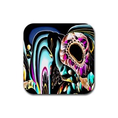 Garden Flower Nature Digital Art Abstract Rubber Coaster (square) by uniart180623