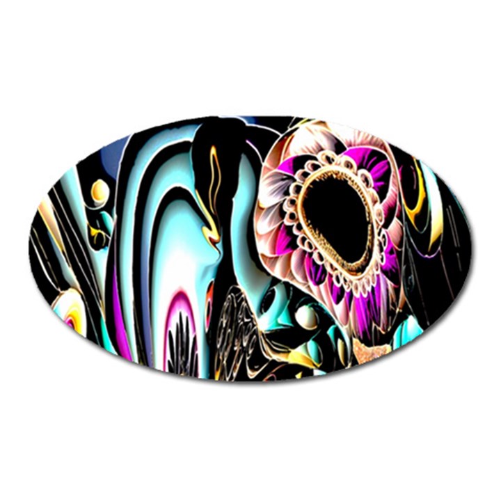 Garden Flower Nature Digital Art Abstract Oval Magnet