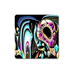 Garden Flower Nature Digital Art Abstract Square Magnet by uniart180623