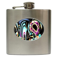 Garden Flower Nature Digital Art Abstract Hip Flask (6 Oz) by uniart180623