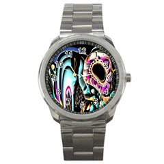 Garden Flower Nature Digital Art Abstract Sport Metal Watch by uniart180623