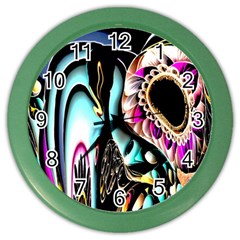 Garden Flower Nature Digital Art Abstract Color Wall Clock by uniart180623