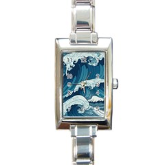 Waves Ocean Sea Pattern Water Tsunami Rough Seas Rectangle Italian Charm Watch