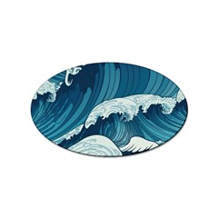 Waves Ocean Sea Pattern Water Tsunami Rough Seas Sticker (oval) by uniart180623