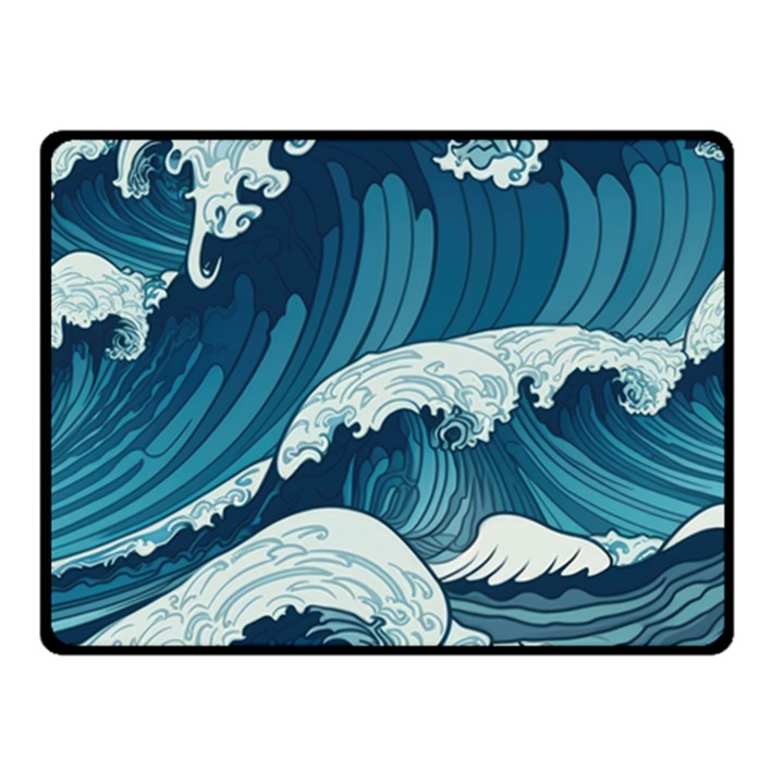 Waves Ocean Sea Pattern Water Tsunami Rough Seas Two Sides Fleece Blanket (Small)