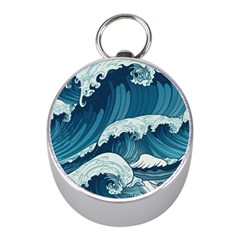 Waves Ocean Sea Pattern Water Tsunami Rough Seas Mini Silver Compasses by uniart180623