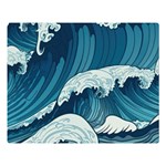 Waves Ocean Sea Pattern Water Tsunami Rough Seas Two Sides Premium Plush Fleece Blanket (Large) Blanket Back