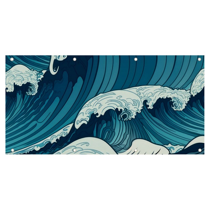 Waves Ocean Sea Pattern Water Tsunami Rough Seas Banner and Sign 8  x 4 