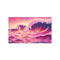 Waves Ocean Sea Tsunami Nautical Red Yellow Sticker Rectangular (100 Pack) by uniart180623