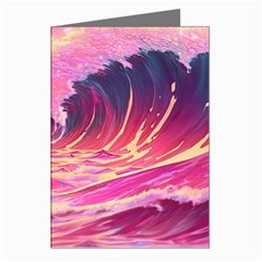 Waves Ocean Sea Tsunami Nautical Red Yellow Greeting Cards (pkg Of 8) by uniart180623