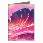 Waves Ocean Sea Tsunami Nautical Red Yellow Greeting Cards (Pkg of 8) Left