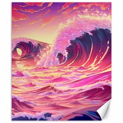 Waves Ocean Sea Tsunami Nautical Red Yellow Canvas 8  X 10  by uniart180623