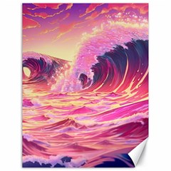 Waves Ocean Sea Tsunami Nautical Red Yellow Canvas 18  X 24  by uniart180623