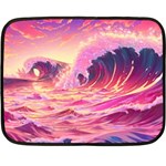 Waves Ocean Sea Tsunami Nautical Red Yellow Fleece Blanket (Mini) 35 x27  Blanket