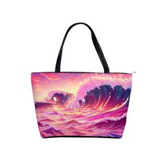 Waves Ocean Sea Tsunami Nautical Red Yellow Classic Shoulder Handbag by uniart180623