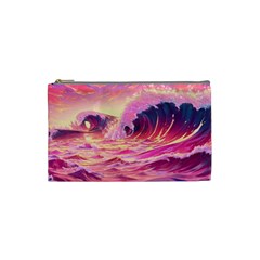 Waves Ocean Sea Tsunami Nautical Red Yellow Cosmetic Bag (small) by uniart180623