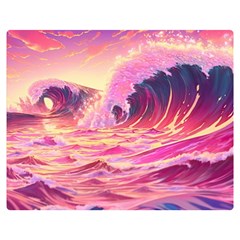 Waves Ocean Sea Tsunami Nautical Red Yellow Two Sides Premium Plush Fleece Blanket (medium) by uniart180623