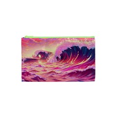 Waves Ocean Sea Tsunami Nautical Red Yellow Cosmetic Bag (xs) by uniart180623